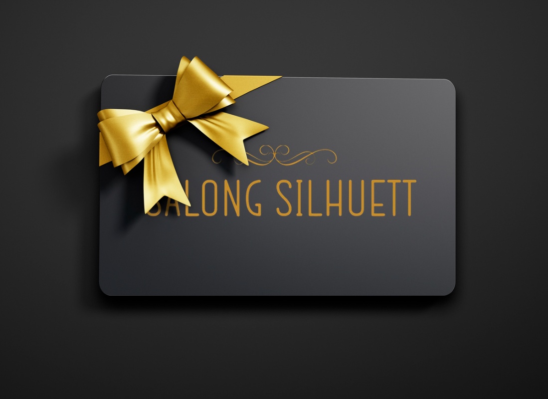 Svart gavekort med gull sløyfe